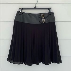 Vintage Escada Pleated Skirt with Faux Leather 34